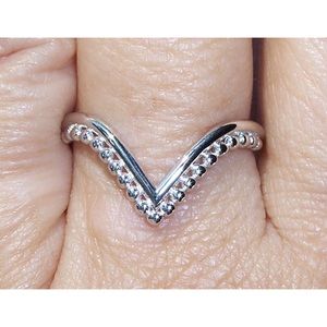 925 STERLING SILVER V Shaped Chevron Bead Ring